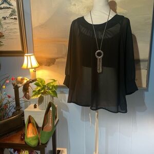 Worthington Black Sheer Blouse